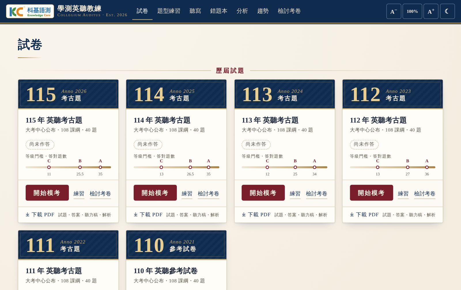 試卷頁面